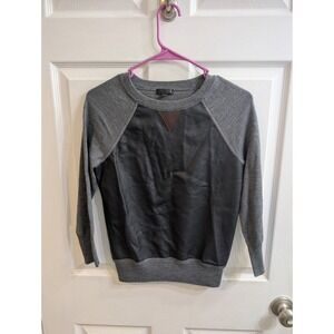 J.Crew Collection Leather Front Merino Wool Sweater Gray Black - Size XXS